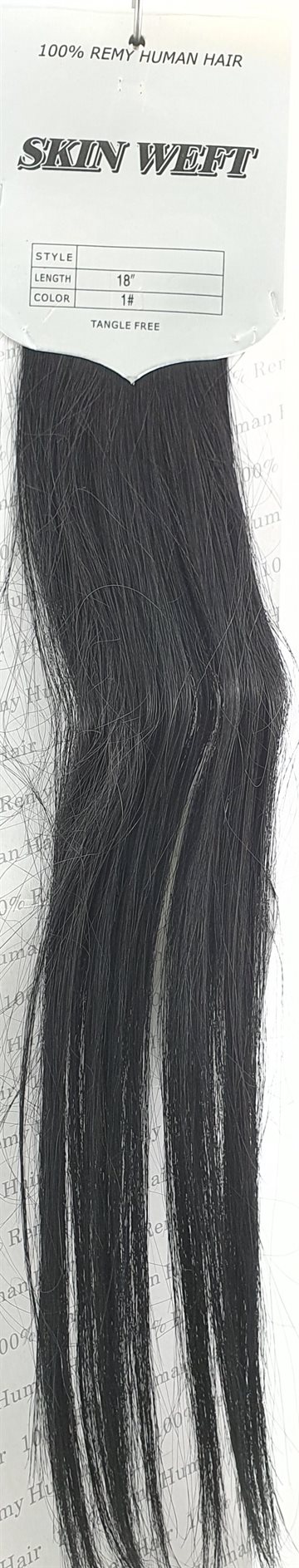 Human Hair - Skin Weft hair, color 1 Black 18" (45 cm. length.)