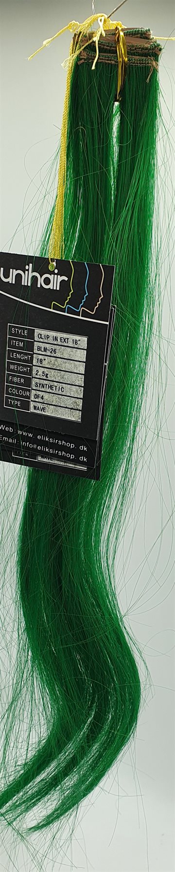 Klip hår item BL-26 Farve DF4 grøn -18". 10 klip hår i en pak.