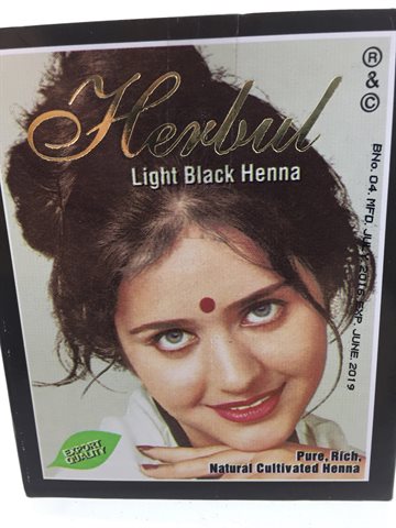 Herbul henna Lys sort farve 6 pose i en pak indisk.