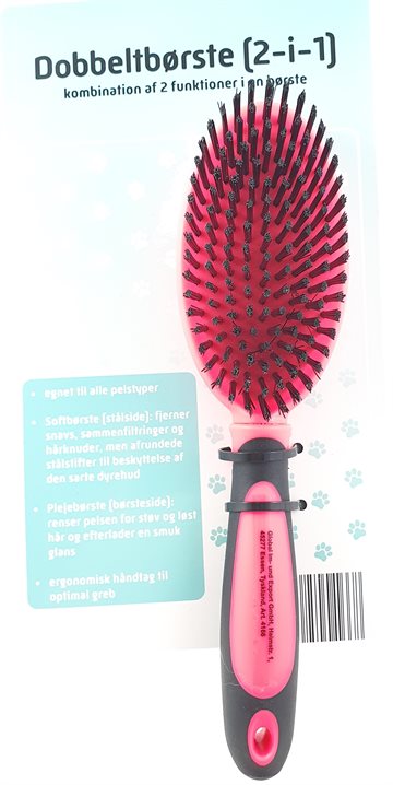 Double Hair Brush - DobeltBørste (2 in 1) Rød farve.