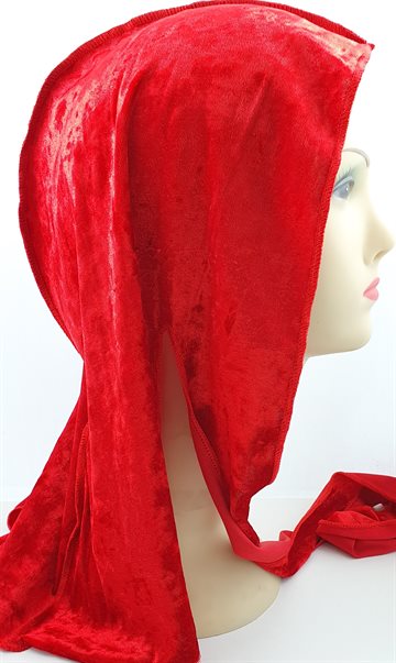 Durag Velvet Extra Long Tail Cap. Red Colour.