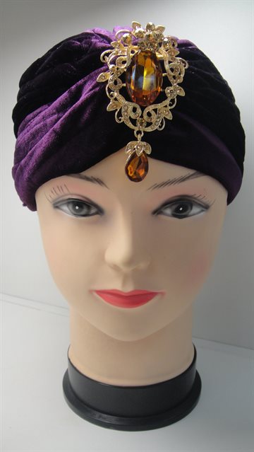 Turban with Jewelry. Velvet Hair cover
