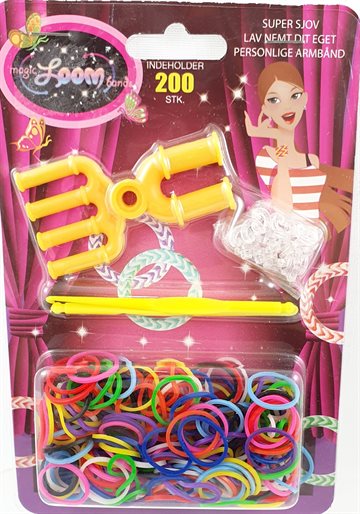 Rubber bands.200 pcs. with clips. Loom Bands mix.