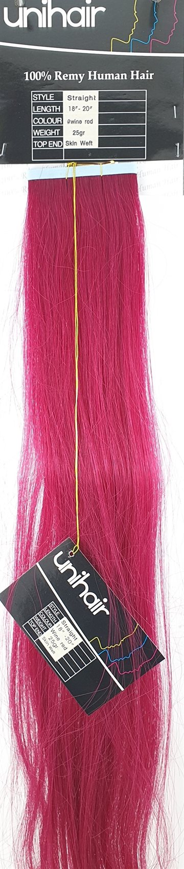 American Dream Human Hair - Skin Weft hair, color Wine Red- 18" (45 cm. length.)