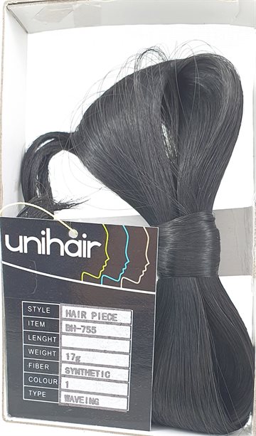 Hair Piece Color 1 Black, Synthetic, , Waveing BH-755 - 17 gr. 