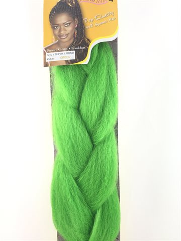 100% Syntetisk Fletning hår Grøn ca. 85 gr. (UDSOLGT)