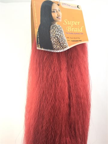 Super Braid. Varm vand Hår til Fletning (Kanekalon - Hot Water Hair for Braids) ca. 85 gr  farve Rød. F-20 (UDSOLGT)