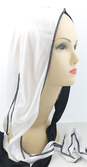 Durag Silky Satin Extra Long Tail Cap Black & White.