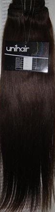 Silky straight Human hair with 18 psc.clips in Extention 100gr. colour 2 (Dark Brown) 20" (50 Cm)