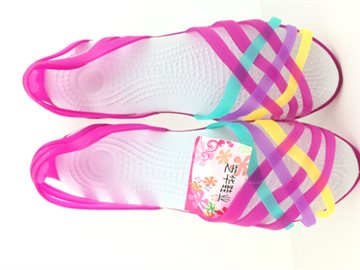 Cute Casual Women Sandals Size 39Jelly Hollow Round Head Low Heel Color Stitching Open Toe 37-40