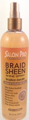 Salon Pro Braid Sheen shine spray. Brazilien Keratin 355 ml.